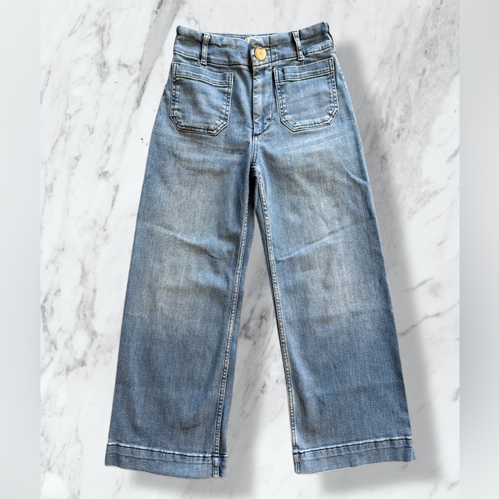 Maeve Colette Cropped Wide Leg Jeans Anthropologie Light Wash High Rise